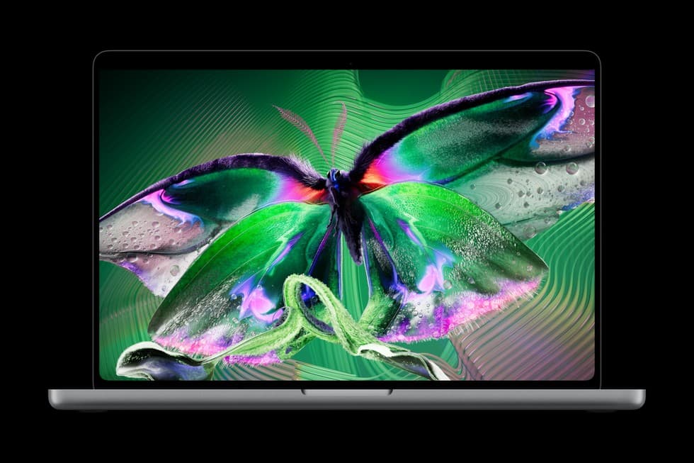 Apple’s official product image of the open MacBook Pro with PROLED XDR Display. Image: Apple.